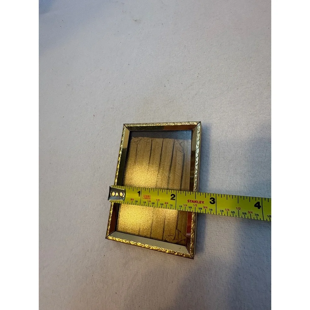 Vintage Gold Tone Embossed Metal Picture Frame Small 3x4 Tabletop Display‎
